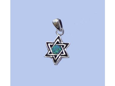 Opal Magen David (Star of David) in Silver Frame Pendant I