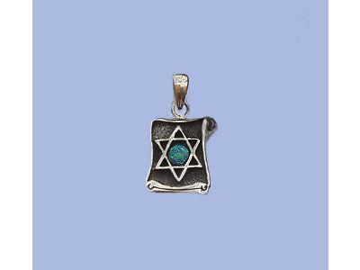 Opal Magen David (Star of David) in Silver Frame Pendant