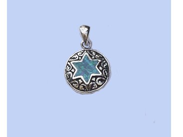 Israel Sterling silver w Opal Magen David Pendant