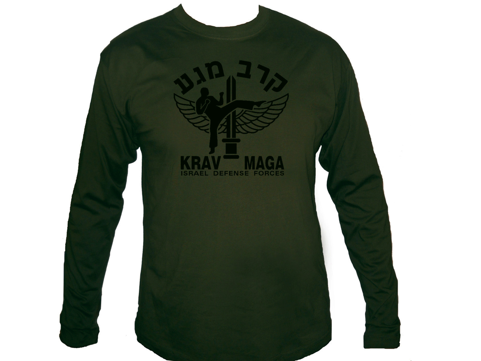 Krav Maga Close Combat sleeved olive green t-shirt 2