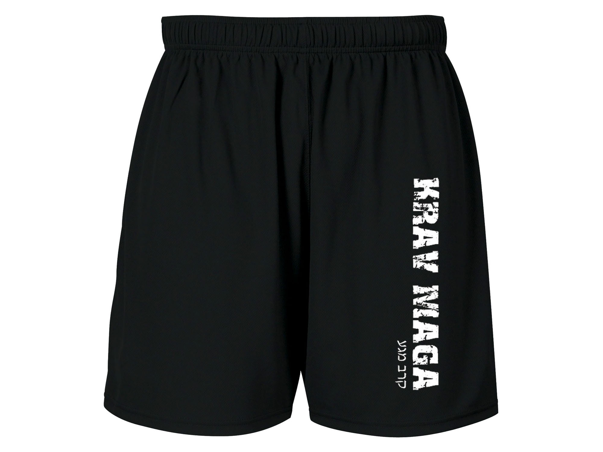 Krav Maga English/Hebrew distressed look black shorts 8
