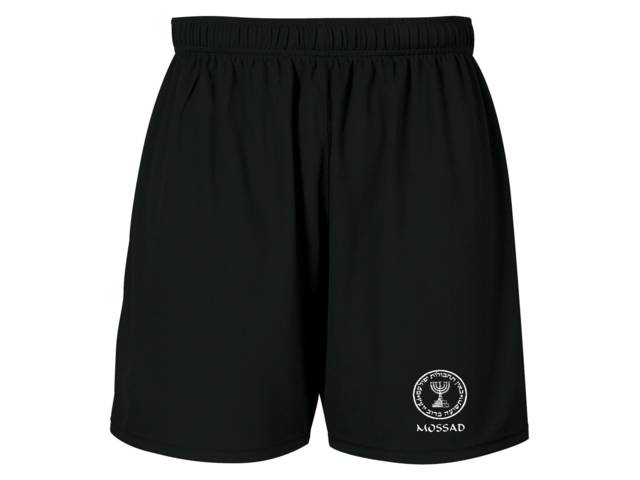 Israel Mossad emblem black shorts