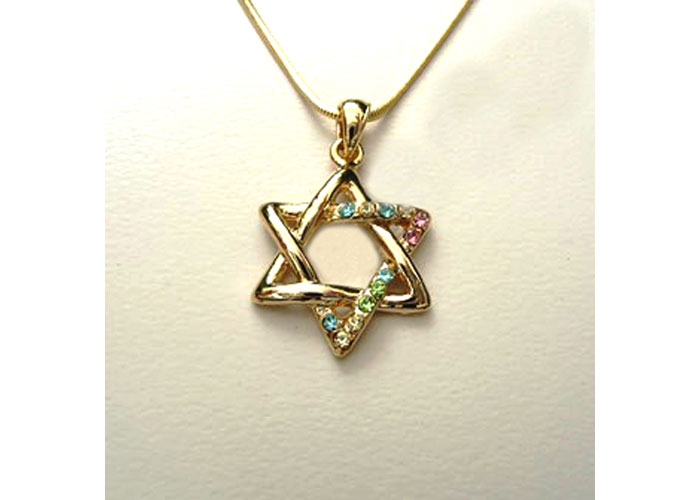 Jewish Star Magen David Multicolor crystals Pendant Necklace