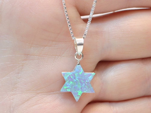 Opal MAgen David (Star of David) Sterling Silver Pendant II