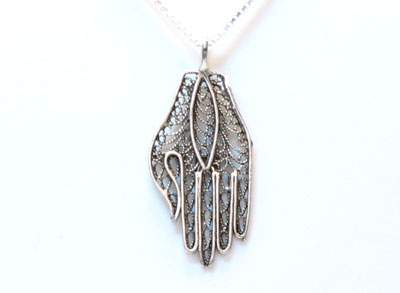 Traditional Israel Sterling Silver Hamsah Pendant I