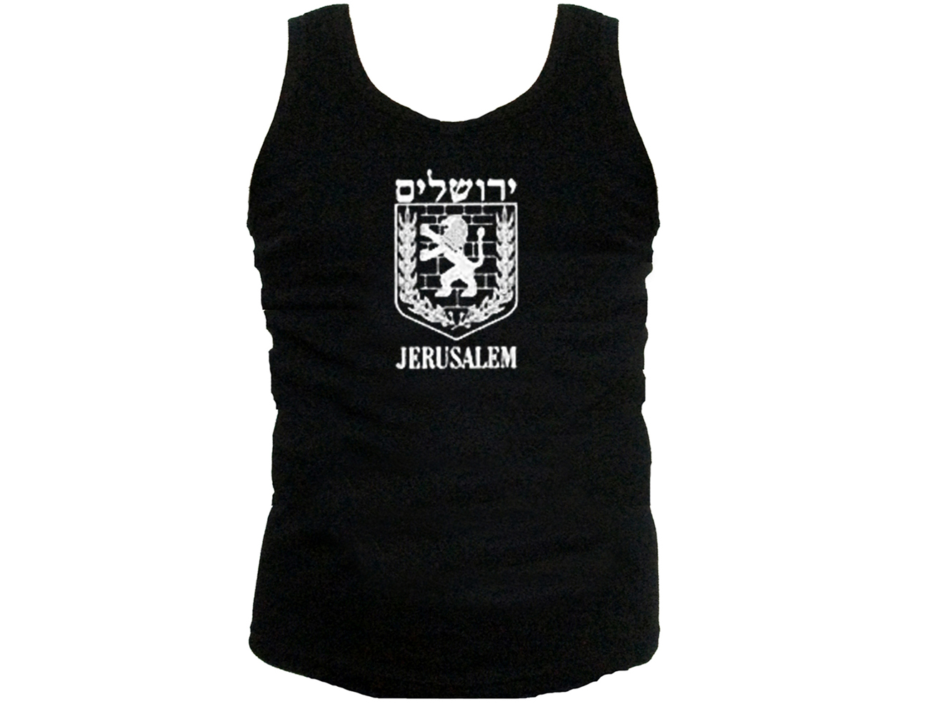Jerusalem city emblem -the Lion Hebrew/English Israel tank top