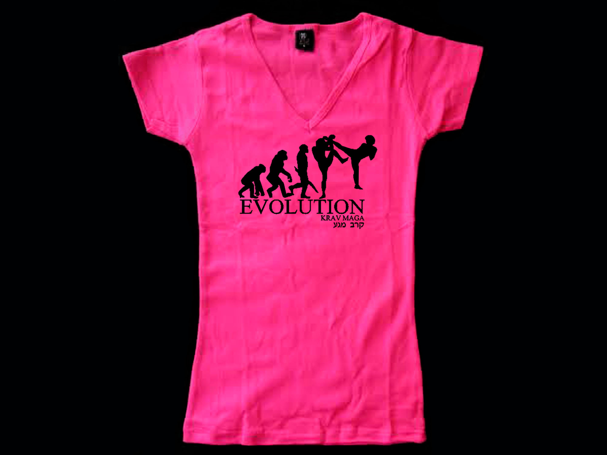 Krav Maga evolution V Neck pink t-shirt