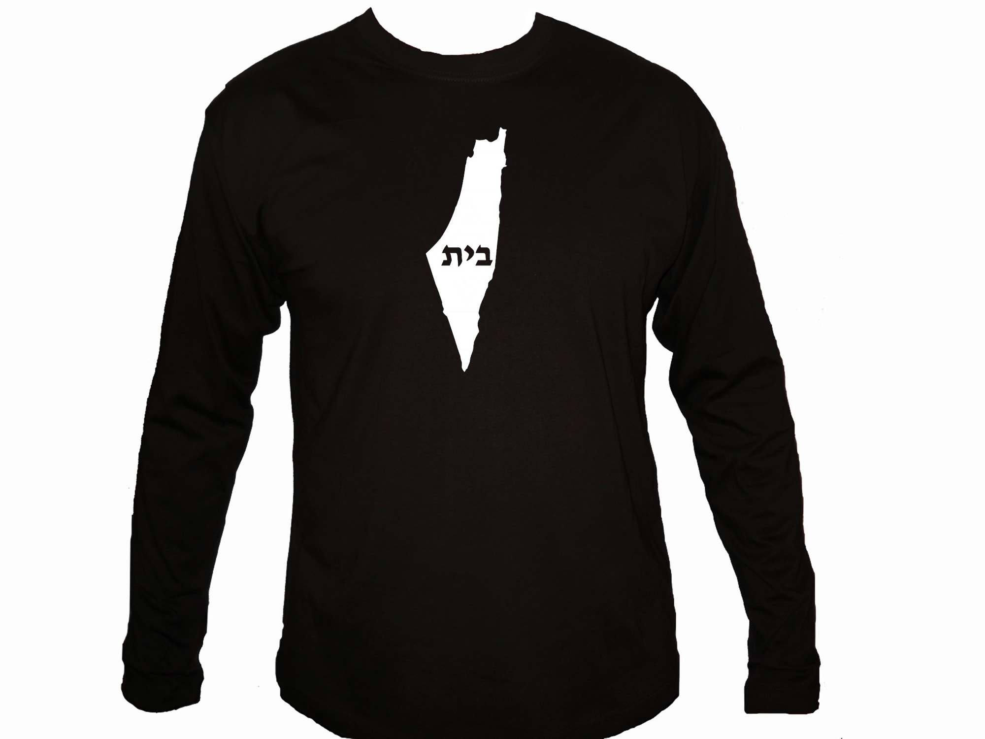 Israel map w Home Bait in Hebrew Jewish patriot sleeved t-shirt 2