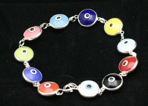 Protecting Eye Sterling Silver Glass Bracelet