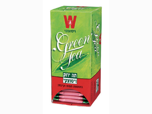 Israel kosher Wissotzky Green Tea with Apples and Cinnamon (25 Bags)