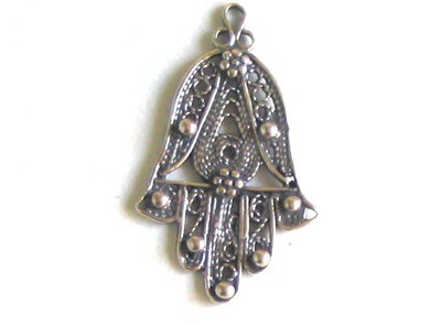 Traditional Israel Sterling Silver Hamsah Pendant II