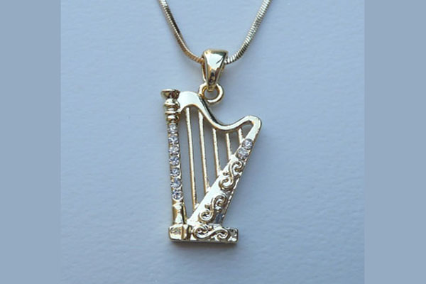 Harp of David Rhodium Plated necklace