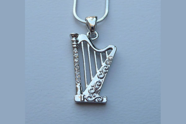 Harp of David Rhodium Plated necklace 2