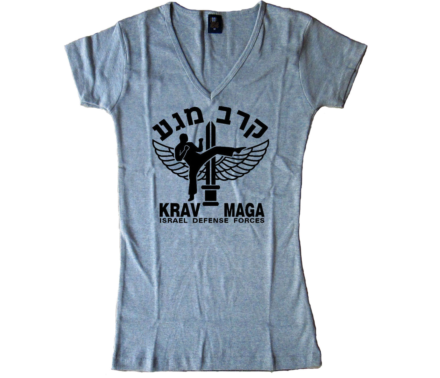 Krav Maga martial arts women or junior V Neck gray t-shirt