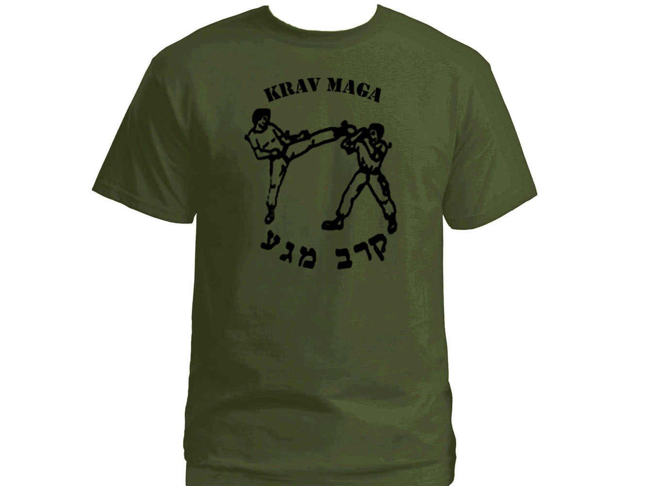 Krav Maga Hebrew/English olive T-Shirt