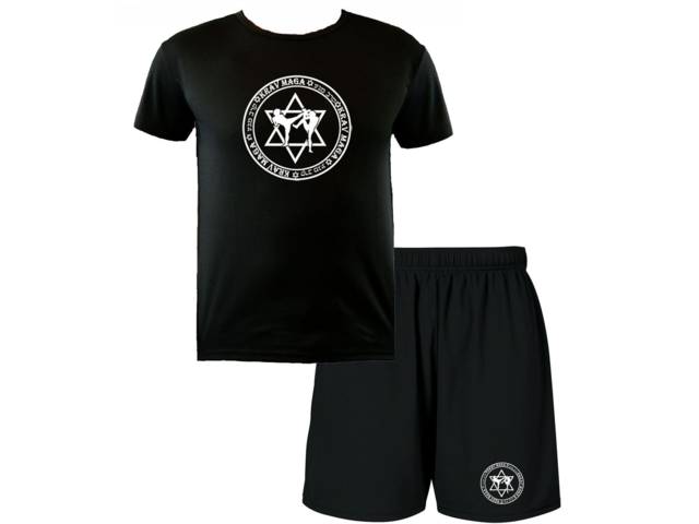 Israel martial arts Krav Maga sweat absorbing black t-shirt & shorts 2