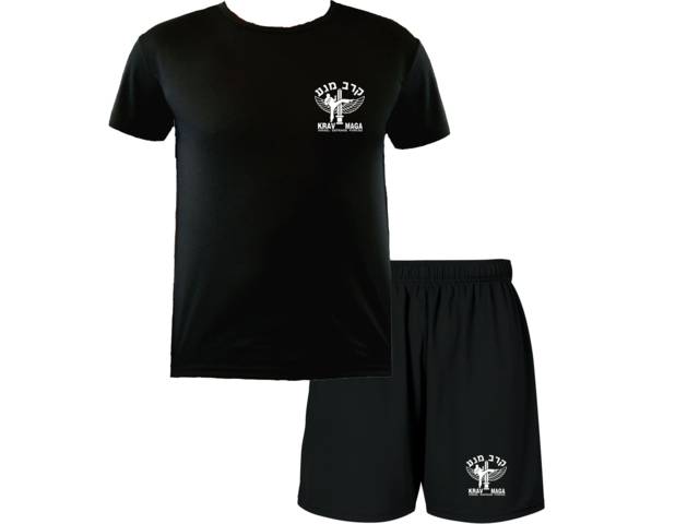 Israel martial arts Krav Maga sweat absorbing black t-shirt & shorts 3