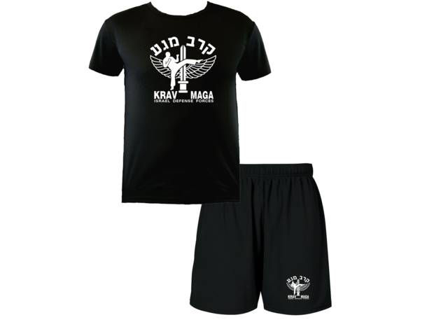 Israel martial arts Krav Maga sweat absorbing black t-shirt & shorts 4