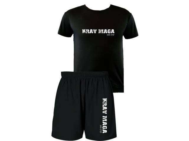 Israel martial arts Krav Maga sweat absorbing black t-shirt & shorts