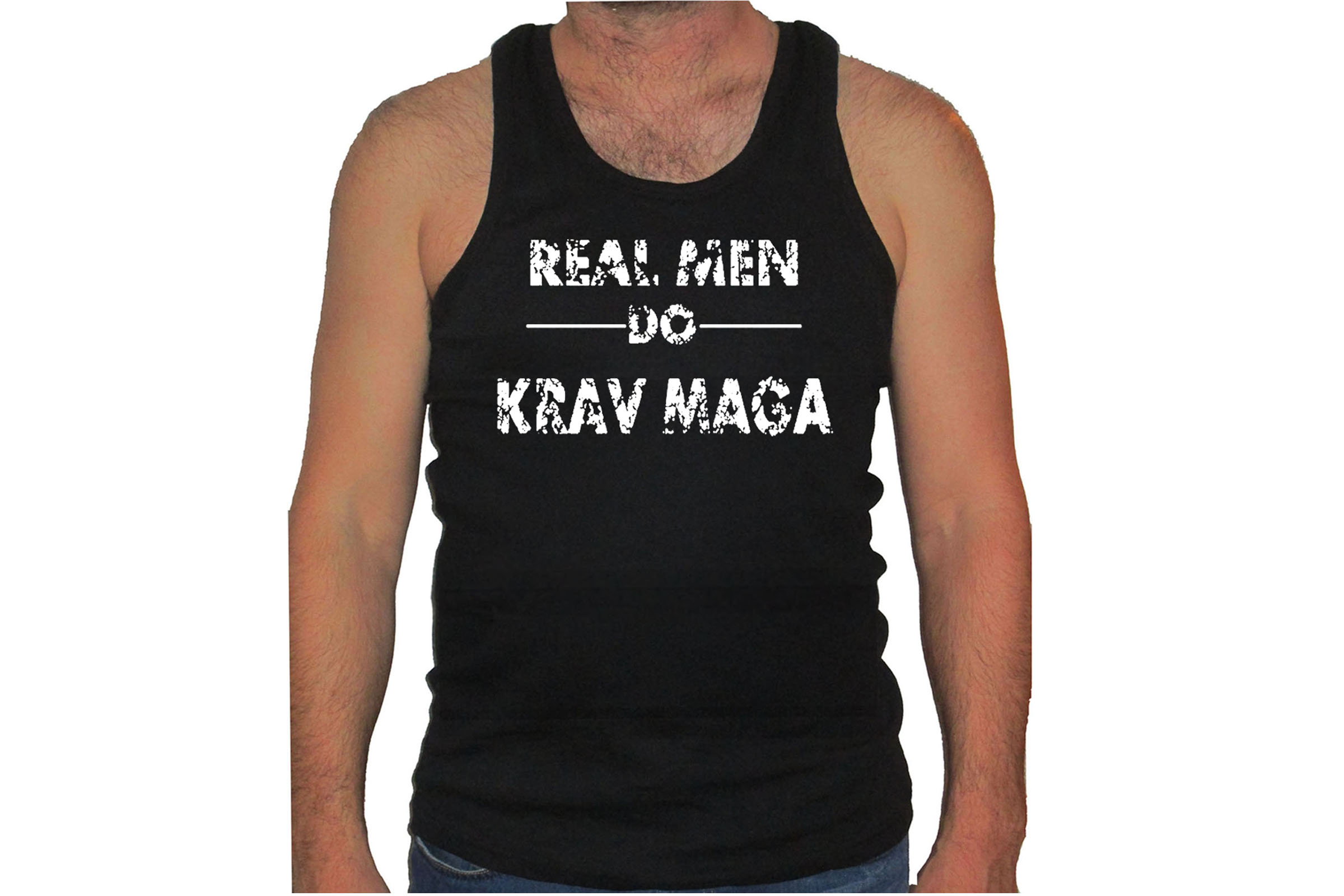 Real men do Krav Maga black tank top