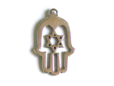 Traditional Israel Sterling Silver Magen david Hamsa Pendant