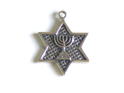 Sterling Silver Menorah Magen David (Star of David) Pendant