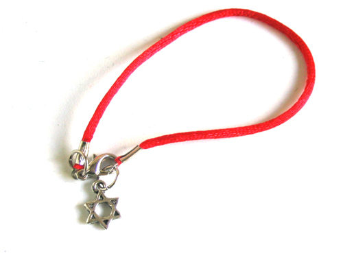 Rhodium Plated Magen David On Red String