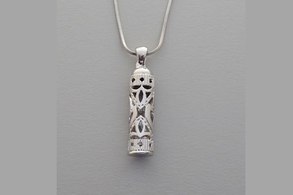 Rhodium Plated Mezuzah style Jewish Necklace