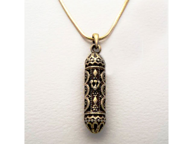 Rhodium Plated Magen (star) David Mezuzah Necklace w Chain