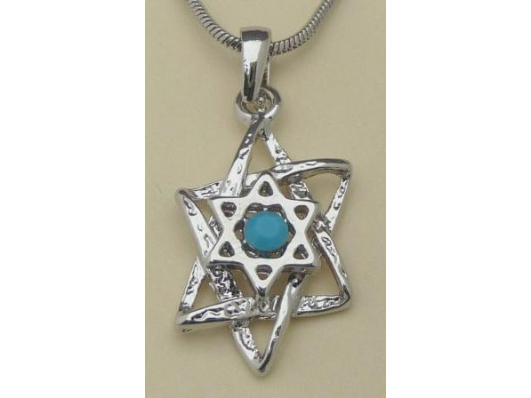 Rhodium Plated Magen David Pendant Charm Necklace I