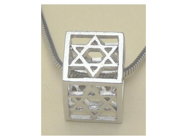 israel judaica 3D Rhodium Plated Magen David (star of David) Pendant