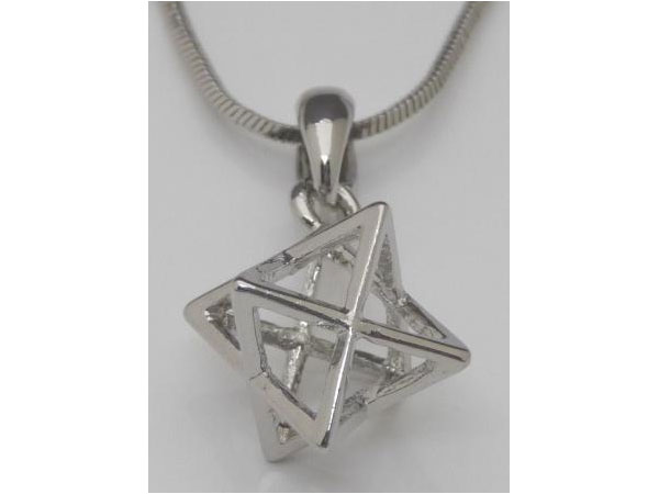 Israel judaica Merkabah Rhodium Plated Magen Pendant with chain