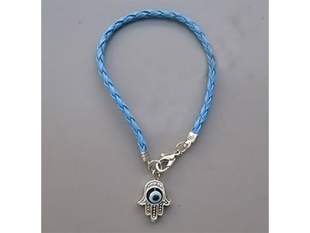 Hamsa Charm Good Luck Evil Eye Pro On Blue String Bracelet