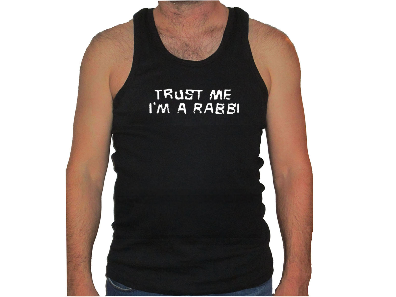 Trust Me! I am Rabbi Jewish Humour Funny black tank top