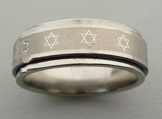 David Star Magen Kabbalah Spinning Stainless Steel Hebrew Ring