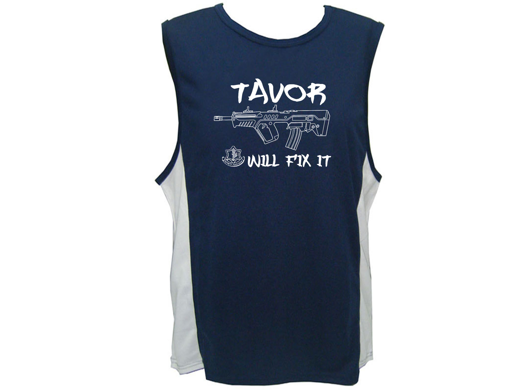 Tavor Machine Gun Israel sweat proof sleeveless gym tank top