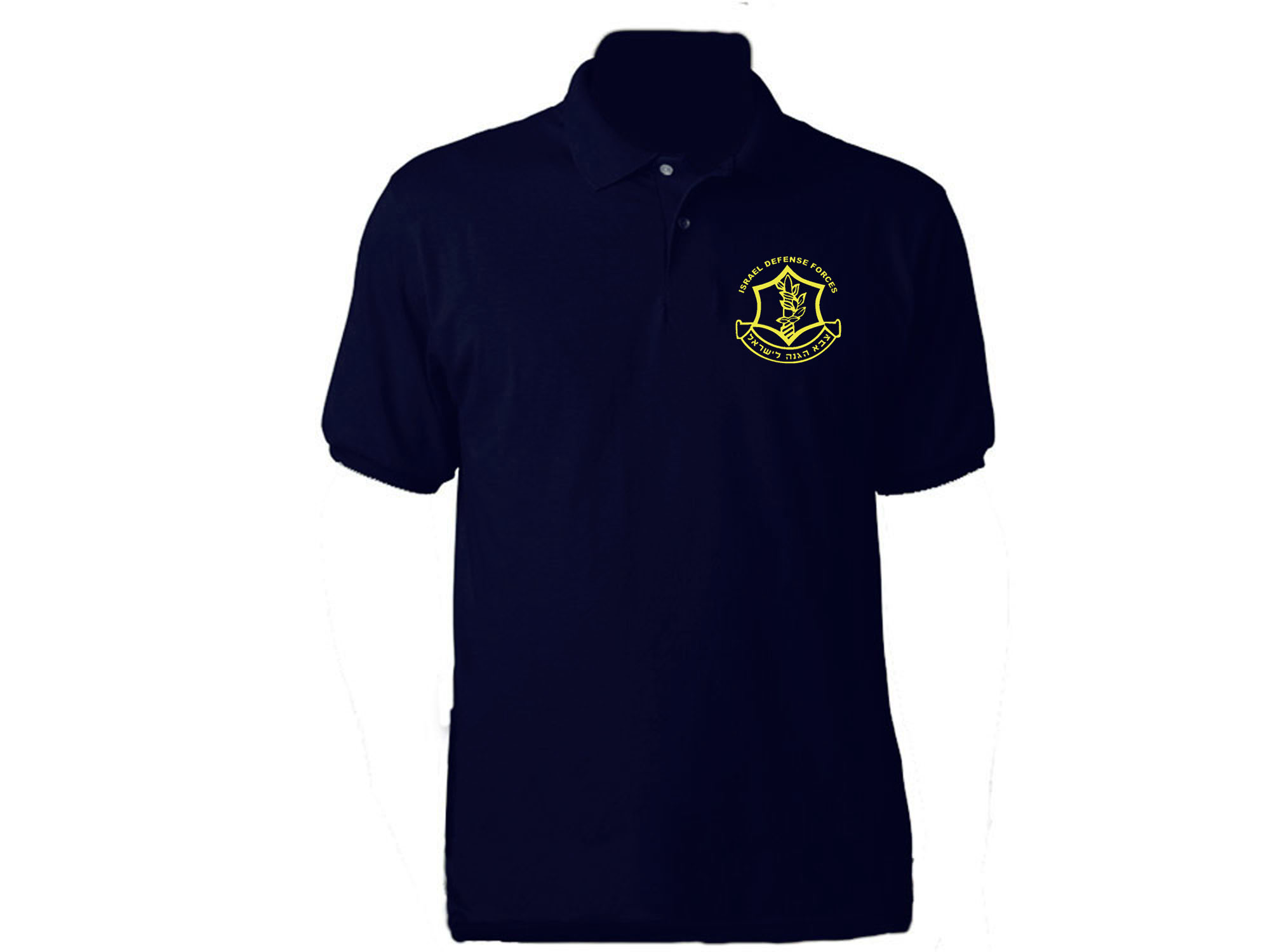 Israel army emblem navy blue sweat proof polo style t-shirt